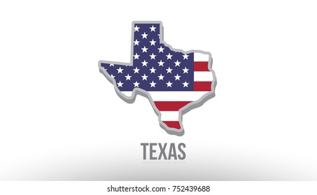 Vector illustration of texas county state with US united states flag as a texture suitable for a map logo or design purposes