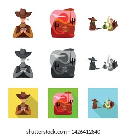 Vector illustration of texas and history icon. Set of texas and culture stock symbol for web.