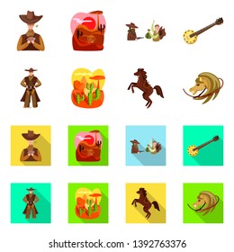 Vector illustration of texas and history symbol. Collection of texas and culture vector icon for stock.