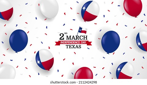 Vector Illustration of  Texas Independence Day.  Background with balloons and confetti.
