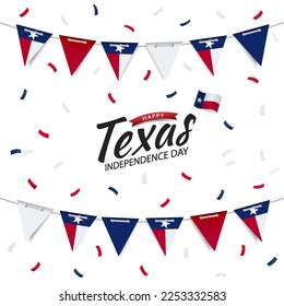 Vektorgrafik des Unabhängigkeitstages von Texas. Garland mit der Flagge von Texas auf weißem Hintergrund.
