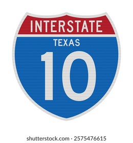 Vector illustration of the Texas Interstate 10 road sign