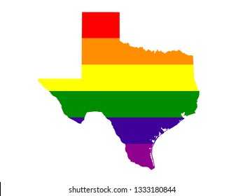 vector illustration of Texas map with lgbt flag 