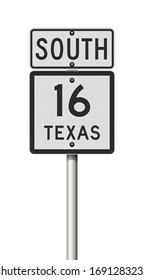 Vector illustration of the Texas State Highway road sign on metallic pole