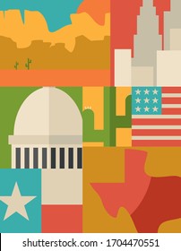 vector illustration of texas symbols