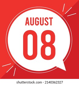 A vector illustration with text: August 8 st day. Red text on a white and red background.