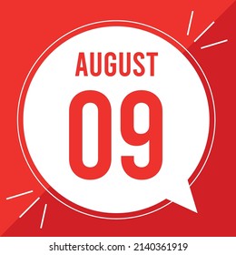 A vector illustration with text: August 9 st day. Red text on a white and red background.
