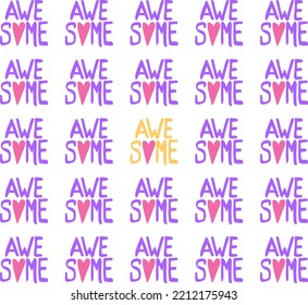 Vector illustration, text awesome with heart