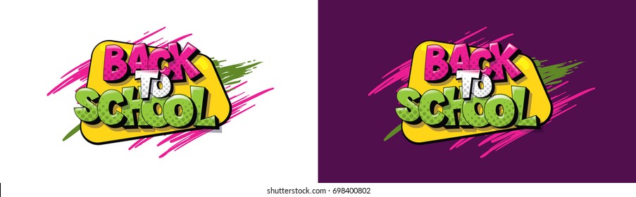vector illustration. Text back to school. In the style of comics of colorful. Design element for the design of leaflets, cards, envelopes, covers, flyers sales