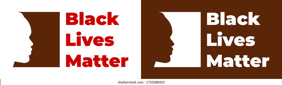 Vector illustration with the text Black Lives Matter . Silhouette of a black man.