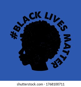 Vector illustration with the text "Black Lives Matter". Silhouette of a black Human. All lives matter, stop racism poster. I can't breathe. Stop shooting. 