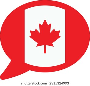 Vector Illustration of a Text Bubble Icon with the Flag of Canada. Talk about Canada and Canadian nationality.
