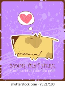 Vector illustration with text and cute cartoon dog character.