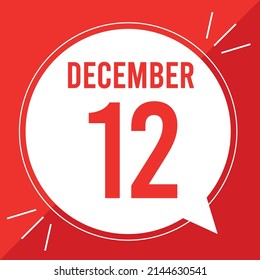 A vector illustration with text: December 12 st day. Red text on a white and red background.