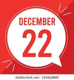 A vector illustration with text: December 22 st day. Red text on a white and red background.