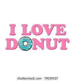 Vector illustration with text and donut.