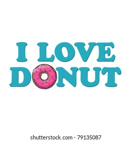 Vector illustration with text and donut.