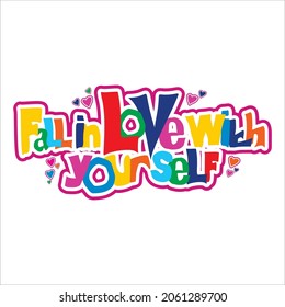 Vector illustration of text, falling in love, white background, perfect for t-shirts, hoodies and more