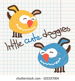 Vector illustration with text and funny cartoon dog character.