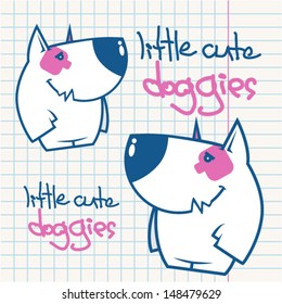 Vector illustration with text and funny cartoon dog character.