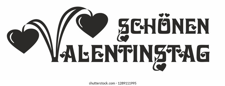 Vector illustration with text in German, Schönen Valentinstag and means Happy Valentine.