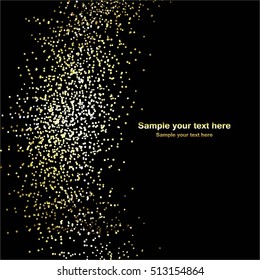Vector illustration of Text and gold abstraction on a black background.