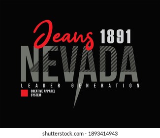 Ilustración vectorial de un gráfico de texto, NEVADA, perfecto para el diseño de camisetas, camisas, capuchas, etc.