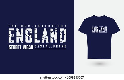 Vector illustration of text graphics, ENGLAND. suitable for the design of t-shirts, shirts, hoodies, etc.