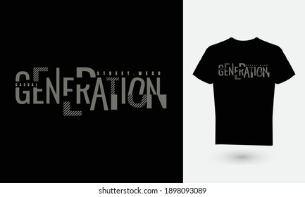 Vector illustration of text graphics, GENERATION. suitable for the design of t-shirts, shirts, hoodies, etc.