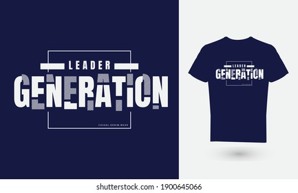 Vector illustration of text graphics, LEADER GENERATION. suitable for the design of t-shirts, shirts, hoodies, etc.