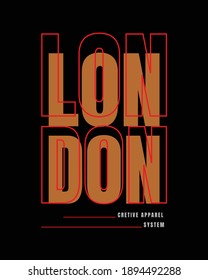 Vector illustration of text graphics, LONDON. suitable for the design of t-shirts, shirts, hoodies, etc.