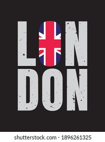 Vector illustration of text graphics, LONDON. suitable for the design of t-shirts, shirts, hoodies, etc.