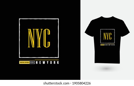 Vector illustration of text graphics, NYC. perfect for the design of T-shirts, hoodies, etc.