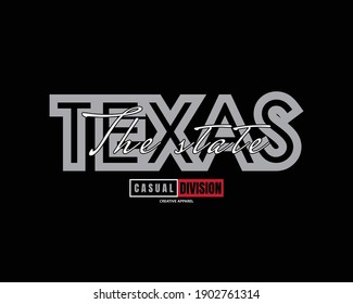 Vector illustration of text graphics, TEXAS. suitable for the design of t-shirts, shirts, hoodies, etc.