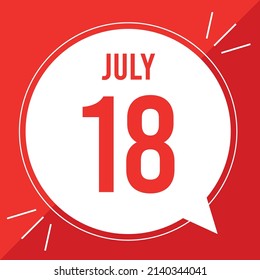 A vector illustration with text: July 18 st day. Red text color on a red background.