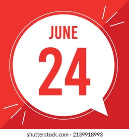 A vector illustration with text: June 24 st day. White Balloon on a red backgound.
