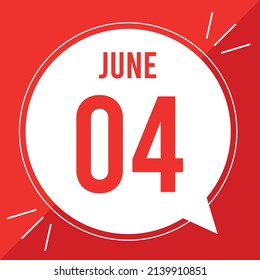A vector illustration with text: June 4 st day. White Balloon on a red backgound.