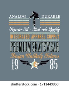 Vector illustration of text, letters and skateboarder with a street theme.