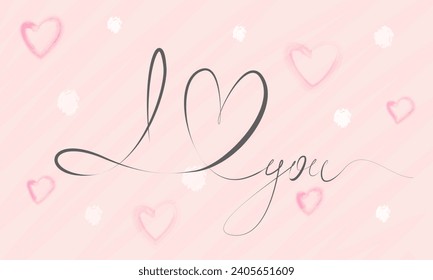 Vector illustration with text I Love you on a pink background. Greeting cards, banner for Valentine's Day.