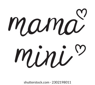 vector illustration of a text, mama, mini.