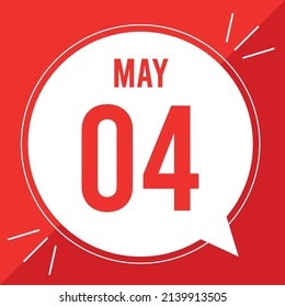A vector illustration with text: May 4 st day. White Balloon on a red backgound.
