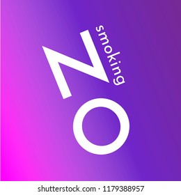 Vector illustration with text "No smoking"  in Swiss typographic style on gradient background 