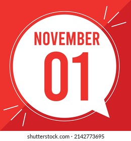 Ilustración vectorial con texto: 1 de noviembre. Color del texto blanco sobre un fondo verde.