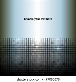 Vector illustration of Text on metallic background. Squares.