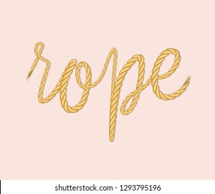 Vector illustration text as an orange rope