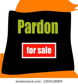 Ilustración vectorial del indulto de texto sobre fondo negro y naranja y texto a la venta sobre fondo rojo 