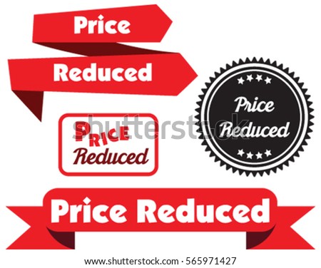 Vector illustration of text price reduced inside. Badge or label to illustrate price reduced message for business sales.