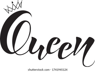 Vector Illustration der Textskönigin mit Krone für Vorlagen für Einladende, Karten, Abzeichen, Web. Crown Poster, Abzeichen, Banner, Tag und Abzeichen, Shop Logo. Hintergrund EPS 10