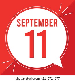 Eine Vektorgrafik mit Text: 11. September. roter Text auf weißem und rotem Hintergrund.