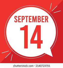 A vector illustration with text: September 14 st day. Red text on a white and red background.